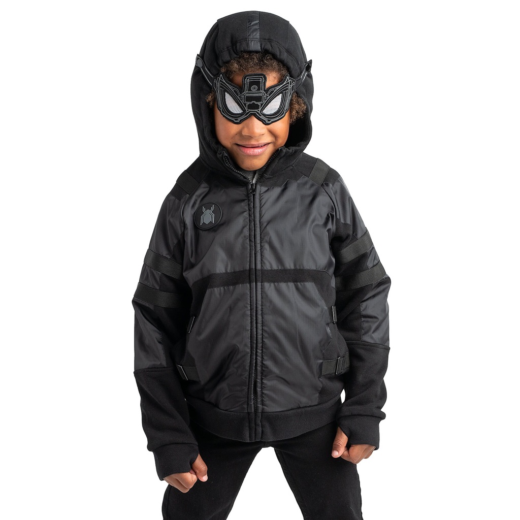 Disney Marvel Spider Man Far From Home Stealth Suit Black Hooded Jacket Size 4